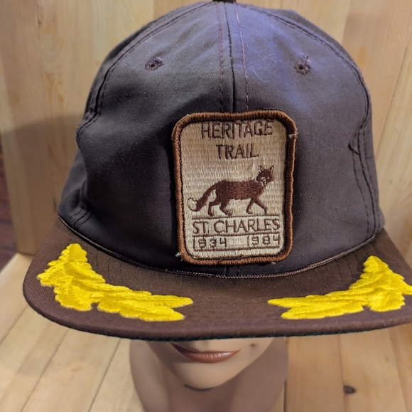 Heritage Brown and Yellow Hat with Vintage Patch - Picture 3 of 6